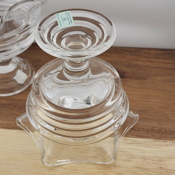 2) Partylite Sundae Pillar Candle Holder P7626 heavy crystal glass - Picture 7 of 16